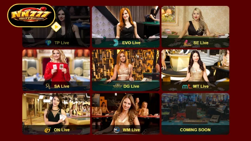 Featured Live Casino Partners on the NN777 Platform